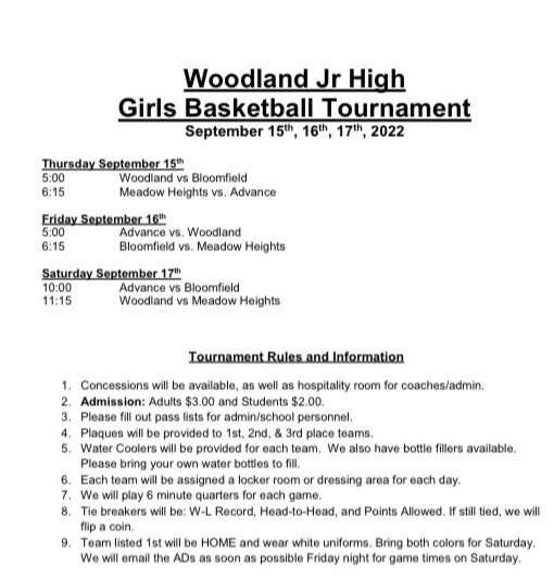 JH Girls Tournament at Woodland